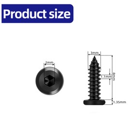 Etauwe M3 x 8mm Hex Socket Cap Self Tapping Screws, 304 Stainless Steel Flat Head Drilling Screw, Screwdriver Bit Included, Black Finish, 100 PCS