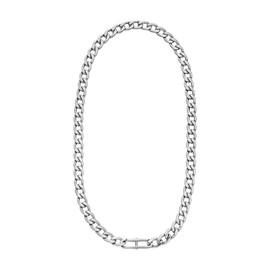 Fossil Heritage JF04769040 Men's Stainless Steel Necklace, Silver, Length: 508 mm + 5.0 mm, Width: 27.4 mm, Stainless Steel, No Gemstone, Length: 508 mm+5.0 mm, Width: 27.4 mm, Stainless Steel, No,