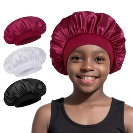 Ainelure Kids Hair Bonnet for Sleeping, 3 Pack Satin Hair Bonnets for Kids Girls Toddler Nightcap Gift
