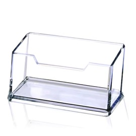 THE SMART WORKER Clear Acrylic Desktop Business Card Holder, Display Stand Shelf Box, Transparent