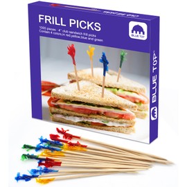 BLUE TOP Wood Frill Picks Club FrillToothpicks 4 Inch Pack 1000,Cocktail Party Toothpicks for Fruit,Appetizers,Club Sandwiches,Parties,Club,Event…...