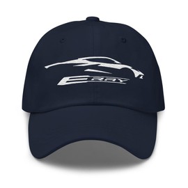 Sports Car C8 E-Ray Silhouette Dad hat Navy