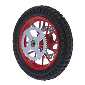 Luqeeg Mini Bicycle Rear Wheel, 12.5x2.75in Rear Wheel Rim Tire with 12mm Bearing Assembly, Rear Wheel for 47cc 49cc 2 Stroke Dirt Bike (C (red))