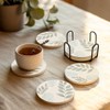 VEYRO Absorbent Ceramic Coasters Set of 6 with Holder