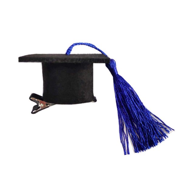 BinaryABC Graduation Hat Hair Clip,Mini Doctoral Cap Hair Clip,Graduation Party Supply Decoration,Graduation Hair Accessories (Blue)