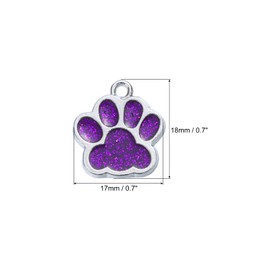 PATIKIL Animal Cat Dog Paw Print Charm, 10 Pcs Shine Powder Footprint Beads Enamel Alloy Claw Pendants Colorful for Necklace Keychain Bracelet DIY Jewelry, Purple