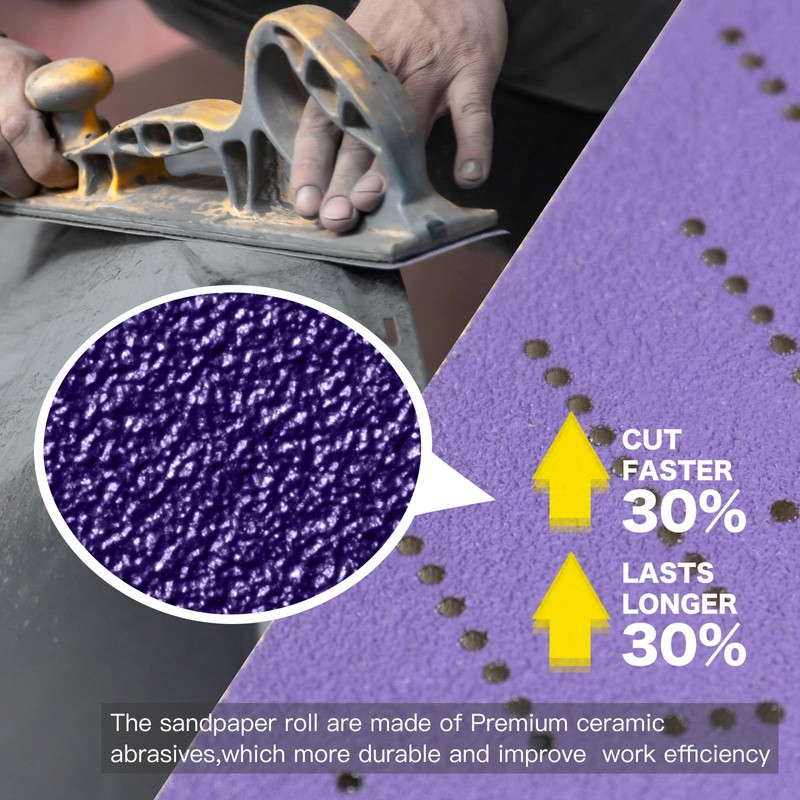 FASTPLUS Abrasive Sheet, Purple Ceramic Sandpaper, Multi-Hole, 70 mm x