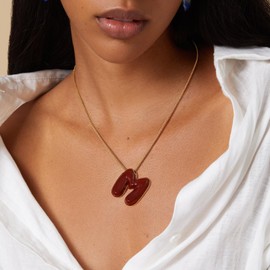 KissYan Bubble Letter Necklace, 14K Gold Plated Enamel Initial Pendant Box Chain Necklace Dainty Alphabet Jewelry for Women(Red H)