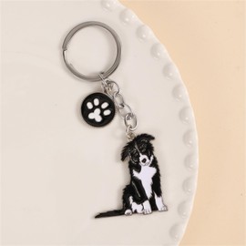 MeiAOBest Dog ID Tag, Dog Lover Key Pendant Gifts, Cute Metal Dog Pattern Key Ring Small Dog Puppy Key Ring Keyfob Bag Pendant Gift Golden Retriever