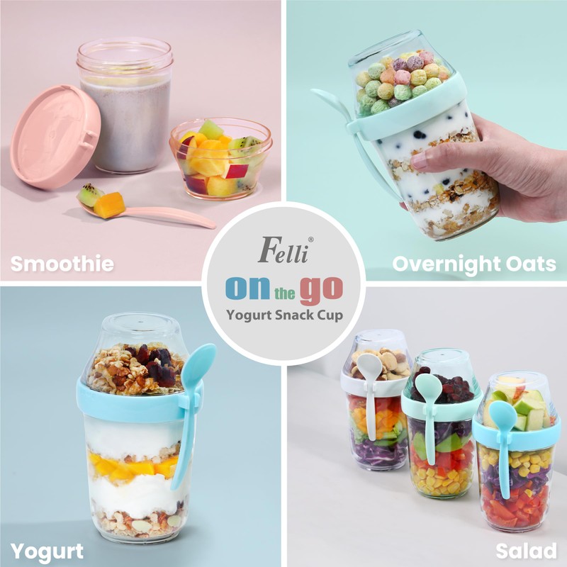 Felli On The Go Yogurt Parfait Snack Cup with Lid,