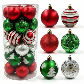 HipTree Shatterproof Red Green White Christmas Ornaments Tree Decorations