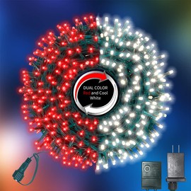 LAMPHOME 500 LED Christmas Outdoor Twinkle String Lights Extendable Holiday Decoration,Plug in Lights with 10 Functions and Timer Waterproof for Outdoor Home Party Wedding Bedroom-Red&White Bulb