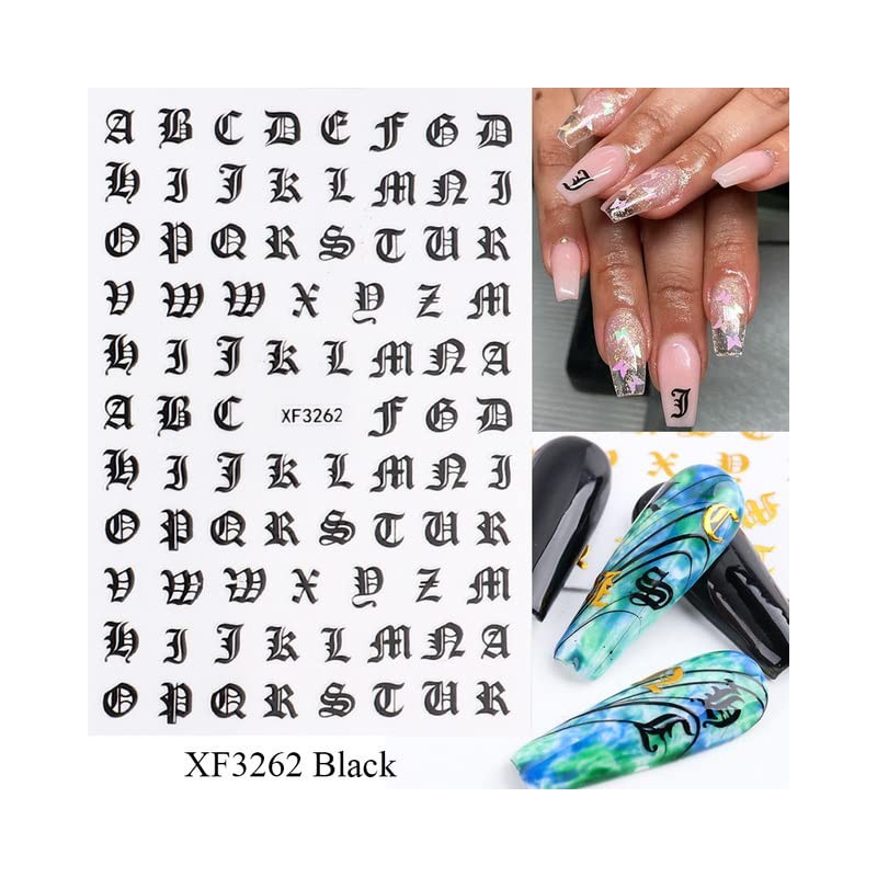 LANODO 8 Pcs Nail Stickers Alphabet 3D English Letters (8