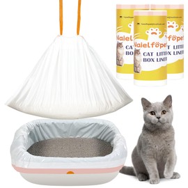 Naielfopet 30 Count 37" x 19" Extra Large Jumbo Cat Litter Box Liners, Heavy Duty Drawstring Bags Cat Poop Bags, 5 Mils Thickness Pan Liner for Pet Cat Litter Box Tray