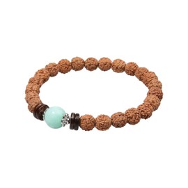 COLORFUL BLING Natural Stone Tibetan Mala Rudraksha Seeds Bracelet for Meditation Beads Prayer Charm Wrist Bracelets Buddha Prayer Yoga Mediation Jewelry, Wood Rudraksha, rudraksha