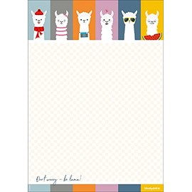 Notepad "Be Lama" DIN A4, 40 Sheets, Squared Writing Pad with Fun Alpaca Motif, Tear-Off, Colourful Schreibgefühl