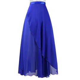 MUNAFIE Ballet Skirt Women's Chiffon Wrap Skirt Ballet Clothing Adjustable Waist Ties Dance Skirts for Women and Girls, navy blue