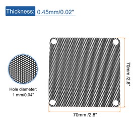 sourcing map 20PCS PC Dust Filter, 70mmx70mm PVC Computer Case Cooler Dustproof Mesh Cover Fan Grills for Computer Chassis Speaker, Black