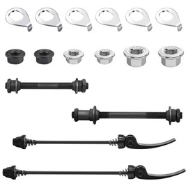 16Pcs 3 Size Bicycle Hub Flanged Axle Nut and Safety Washer Kit with Quick Release Skewer Front & Rear Bicycle Axle Replacement Parts for MTB Mountain Road Bike