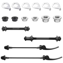 16Pcs 3 Size Bicycle Hub Flanged Axle Nut and Safety Washer Kit with Quick Release Skewer Front & Rear Bicycle Axle Replacement Parts for MTB Mountain Road Bike