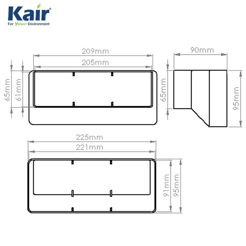 Kair Ducting Adaptor Reducer 204mm x 60mm to 220mm x