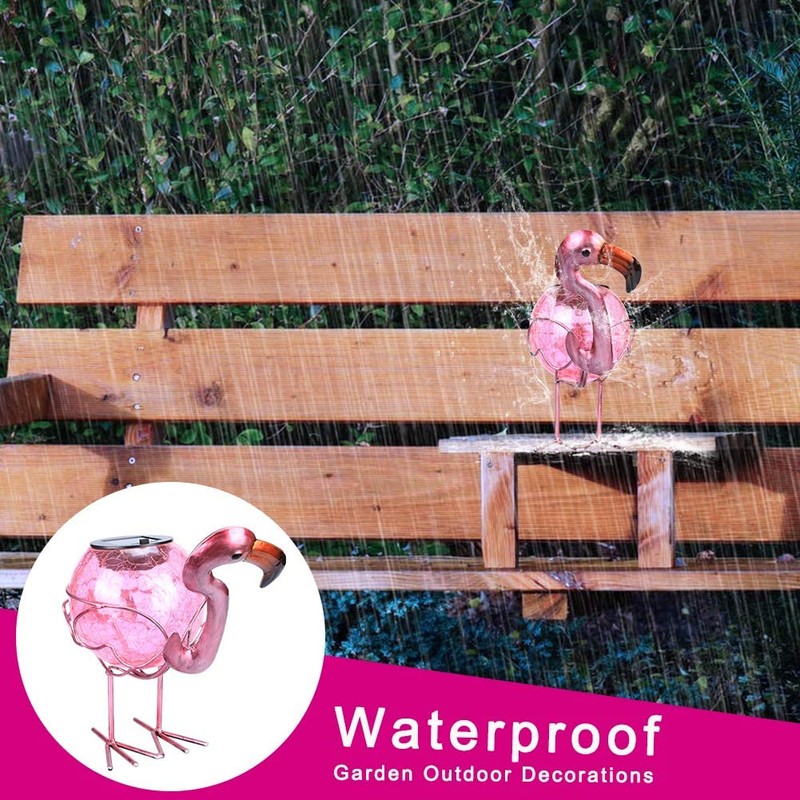 Solar Lantern Outdoor Decorative Waterproof LED Solar Lights Flamingo Tabletop