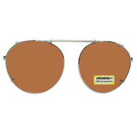 Semi Round Non Polarized Clip-on Sunglasses for Men & Women-Semi Round Shape Clip On Sunglasses For Eyewear (Pewter-Non Polarized Amber Lens, 50mm Wide x 47mm Height, Millimeters)