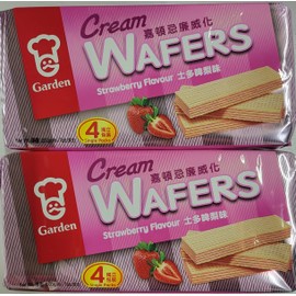 Garden Cream Wafers, Pack of 2, 7 oz each pack, Flavors of Chocolate, Vanilla, Strawberry, Cappuccino, Matcha, Coconut, Orange (Strawberry)