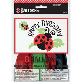 12" Latex Ladybug Party Birthday Balloons, 8ct