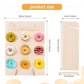 Yulejo 6 Pcs Donuts Display Stands Set Include 2 Pcs Donuts Wall Display Stands DIY Doughnuts Board Holder 4 Pcs Wood Donut Stands Candy Dessert Detachable Treat Stand for Party Wedding Birthday Table