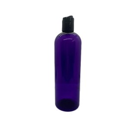 Caribbean Coastal Delights Purple Cosmo Plastic Bottle -16 oz - Empty Bottle Refillable Containers - Essential Oils - Hair - Cleaning Products - Aromatherapy | Black Disc Caps (2 pack)