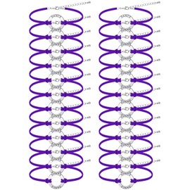 Funtery 24 Pcs Dance Bracelet Bulk Recital Gifts for Girls Team Charm Jewelry Wax Rope Adjustable Dancer Accessories(Purple)