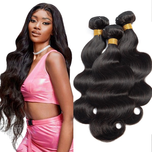 Body Wave Human Hair Bundles Brazilian Virgin Hair 3 Bundles 22 22 22 Inch 100% Unprocessed Human Hair Weave Bundles Natural Black Hair Extensions For Black Woman