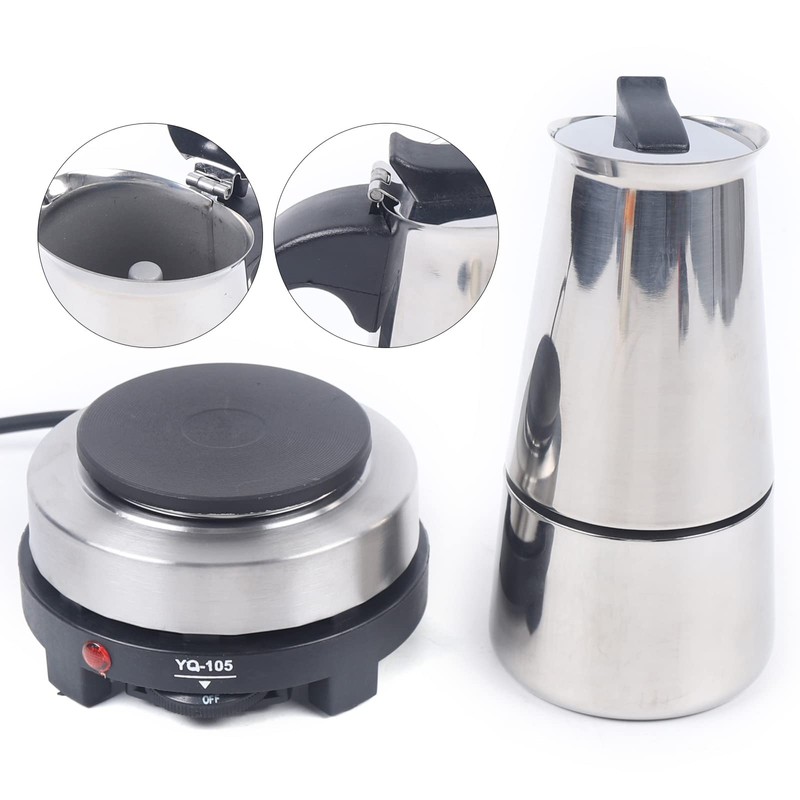 AngelcityCC Coffee Pot, Stainless Steel Moka Pot Coffee Maker 6