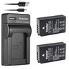Kastar Battery (X2) & Slim USB Charger for Nik EN-EL20,
