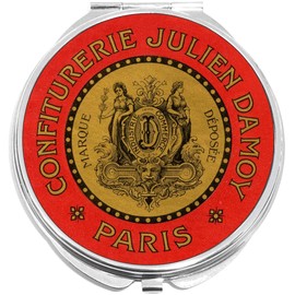 NewCharms French Jam Label Paris Compact with Mirrors - Perfect Pocket and Purse Size Folding Mirror for Applying Make Up Anywhere