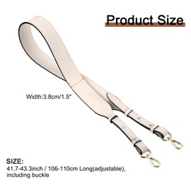 sourcing map Leather Purse Strap, 41.7"-43.3" Adjustable Crossbody Replacement Straps 1.5" Width for Handbags, Shoulder Bag (Beige White, Gold Clasp)