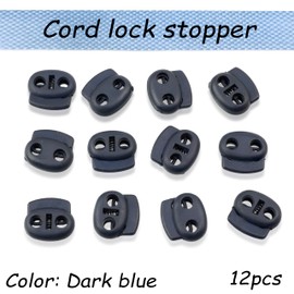 AERZETIX - Set mit 12 Kordelstoppern ovale mit Feder 20mm mit 2 Löchern - Kordelstopper - Öffnung 4 mm - aus Kunststoff - Farbe: dunkelblau