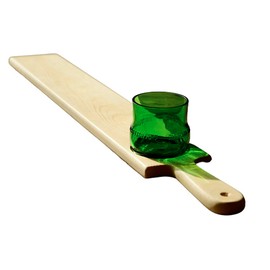 Eco-friendly Handmade pine baguette French bread board with glass dish, great for serving charcuterie, antipasti, tapas, nibbles etc.