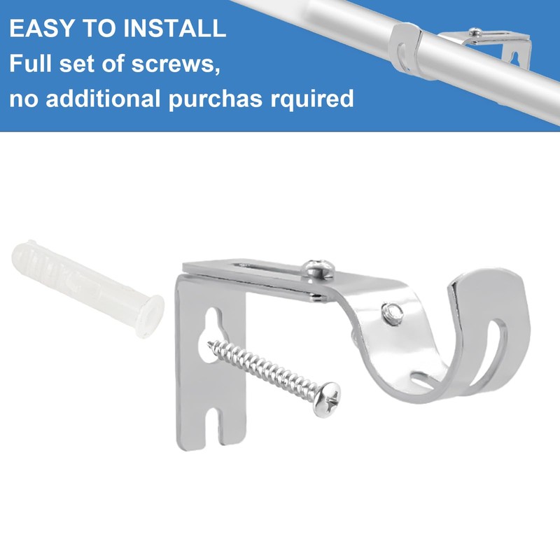 4 Pcs Curtain Pole Brackets Heavy Duty Adjustable for 25mm