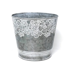 allgala Galvanized Planter Pot Indoor and Outdoor Decoration-Round Grey-8"-HD88311