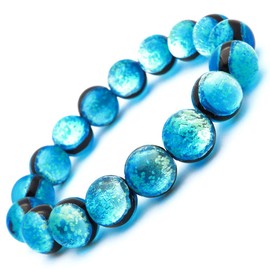 GOLD STONE Luminous Hateruma Blue Firefly Glass Bracelet, 0.5 inch (12 mm), Okinawa, Hateruma Island, Inner Diameter: Approx. 7.5 inches (19 cm)
