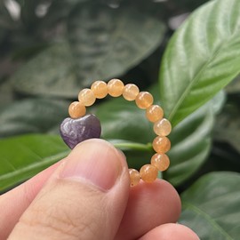 Bacatgem 2Pcs 0.4 Inchs Love Heart &0.16 Inchs Ball Crystals and Healing Stone,Red Aventurine+Amethyst