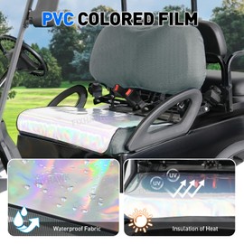 FIXHAWK Golf Cart Seat Covers for Club Car Precedent Seat, Golf Cart Front Seat Cover Sandwich Fabric + PVC Colour Film, Elastic, for Summer Heat Insulation and Waterproof（Gray）