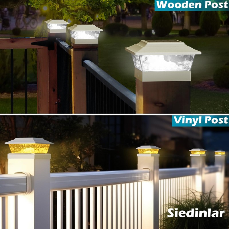SIEDiNLAR Solar Post Lights Outdoor 12 LEDs 4 Modes Post