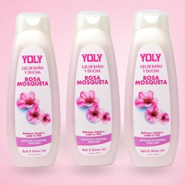 YOLY Rosehip Shower Gel - Moisturizing Body Wash [PACK OF 3], 25.3 fl oz each
