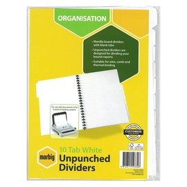 Marbig Indices & Dividers 10 Tab Manilla A4 Unpunched