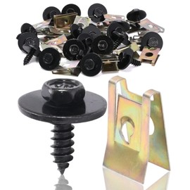 Hoypeyfiy 20 Pack Self-Tapping Screw Sheet Metal Clip Fixing Accessories U-nut Hexagonal Screw Auto Fastener Self-Tapping Screw Base Screw and Nut Clip Kit