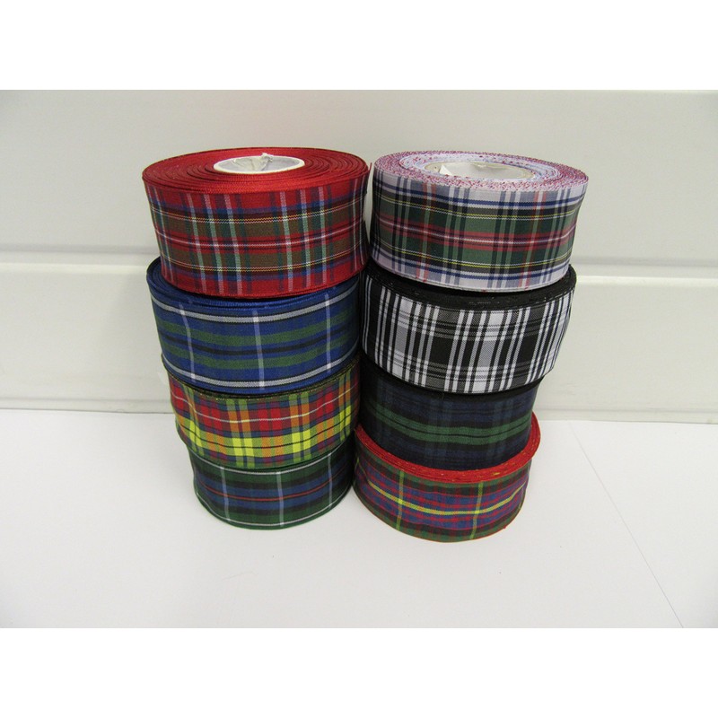 1 Roll of 38mm x 25 metres Tartan Ribbon Navy