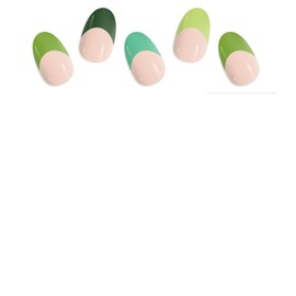 EBANKU 20Pcs Semi-Cured Gel Nail Strips,Green Deep French Nail Sticker, Lasting Waterproof Full Nail Wraps Stickers for Salon Manicures, Perfect for Women, Girl with Nail File and Stick